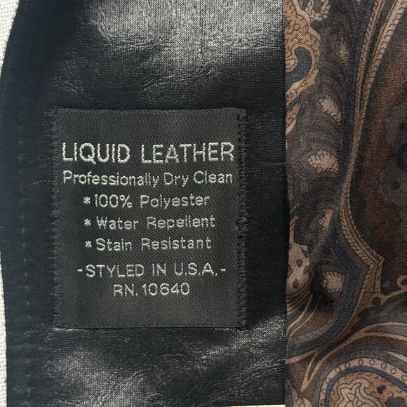 Vintage Russell Scott Liquid Faux Leather Blazer Black Jacket Size M/L - Picture 15 of 16